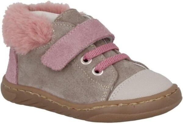 Zapatos Niña Andanines Barefoot: Elegancia Gris con Rosa y Puntera Reforzada